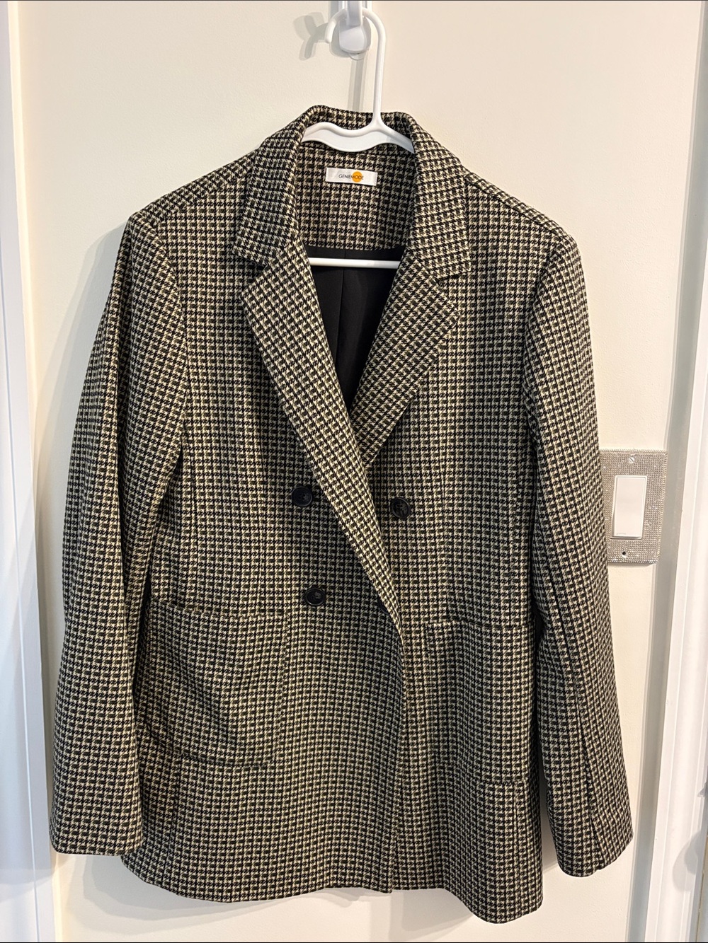 Houndstooth full length blazer, lined